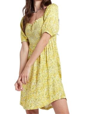 Volcom XSmall Dress Wanna Have Sun Dress in Lime Green Yellow Floral NWT